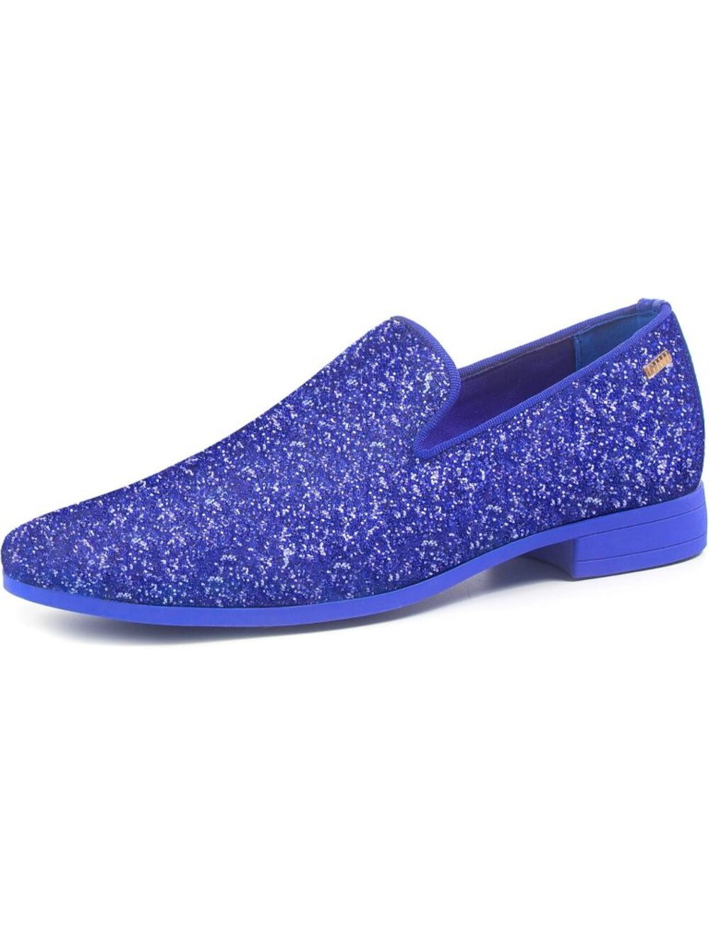 UUBARIS Men's Glitter Blue Elegant Tuxedo Loafers Slip on Dress Formal Shoes